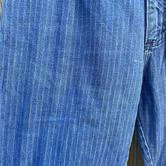 Vintage 80s Lee Riders Pin Stripe Ultra High Waisted y2K Wide Leg Jeans - Picture 2 of 10